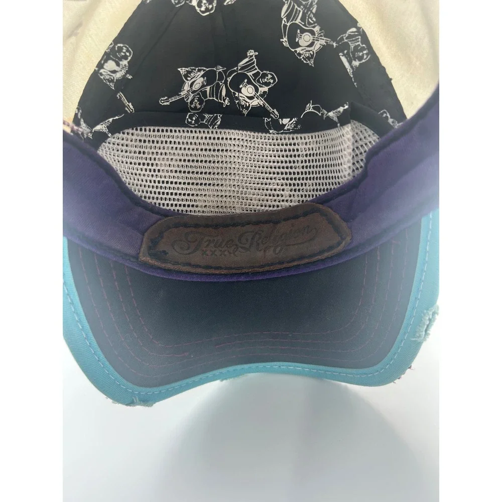 True Religion Distressed Trucker Hat Sequin Wings Mesh Back Multi-Color Cap